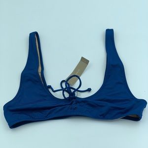 NWT J Crew Blue Playa Waikiki Lace Up Bikini Top
